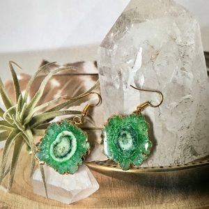 Green Solar Quartz Earrings